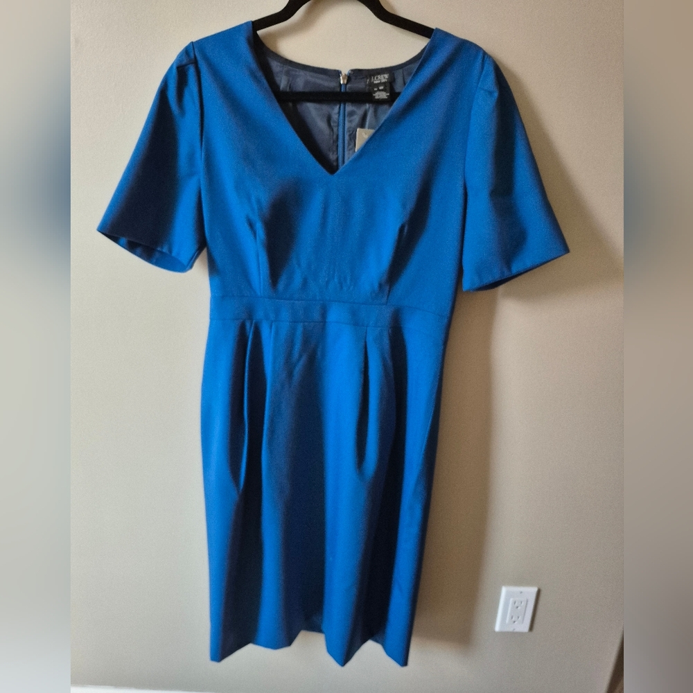 NWT J. Crew Black V-Neck Midi Dress in gorgeous blue!! - Picture 9 of 9
